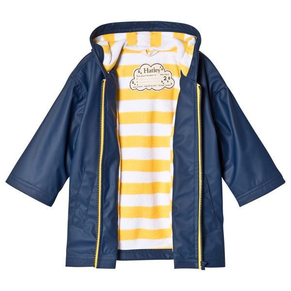 Navy and Yellow Stripe Lining Raincoat, by Hatley Puddlebug