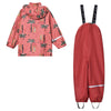 Rainwear set (Jacket & Pants) in Baked Apple Palm Print, by CeLaVi