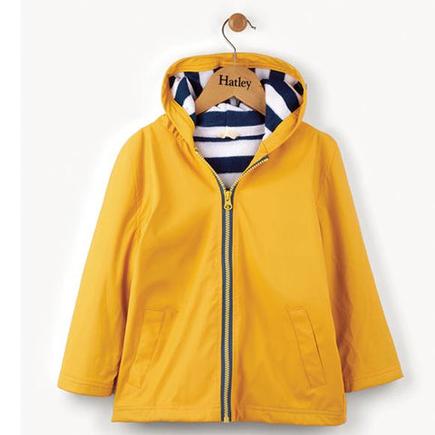Yellow With Navy Stripe Lining Raincoat, by Hatley