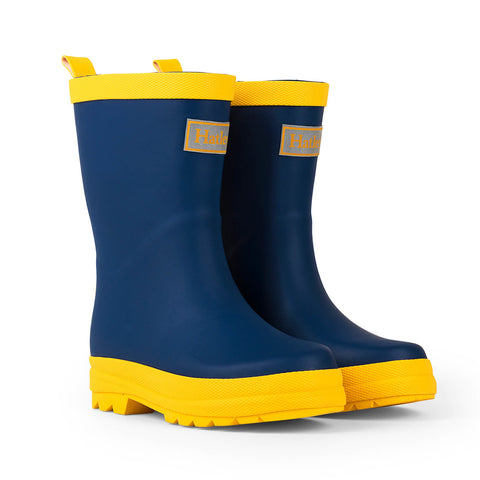 Hatley Navy and Yellow Matte Gumboots