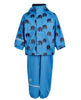 Elephant Print Rainwear Set (Jacket & Pants) in Blue with Black by CeLaVi