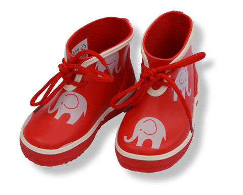 Elephant Print Low Wellies / Gumboots (Red), by CeLaVi