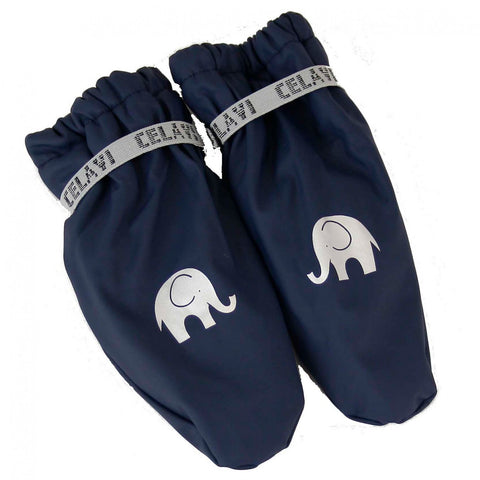 Elephant Print PU Padded Mittens/Gloves in Navy, by CeLaVi