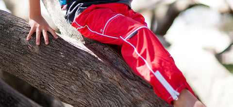 Red Waterproof pants - Slicks Zippers by Run Jump Splash Play